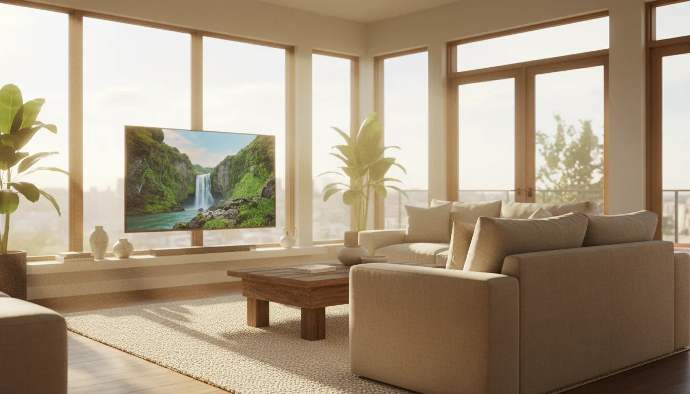 TV in a bright sunlit living room